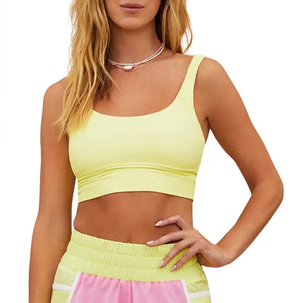 Beach Riot Yellow Cropped Tank Top